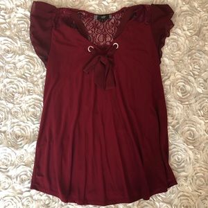 GUC Maternity Maroon Blouse with Lace Detail sz M